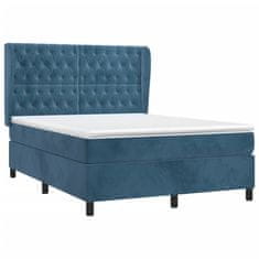 Greatstore Box spring postel s matrací tmavě modrá 140x190 cm samet