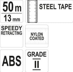 YATO Pásmo měřící ocelové 50m,13mm