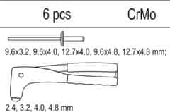 YATO Vložka do zásuvky - kleště nýtovací, 5x sada nýtů