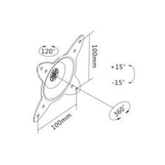 VESA držák LCD/LED na zeď do 69cm (27") +-15o otočný, 360o otočný, VESA 75x75, 100x100, 15kg