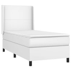 Greatstore Box spring postel s matrací bílá 90x190 cm umělá kůže