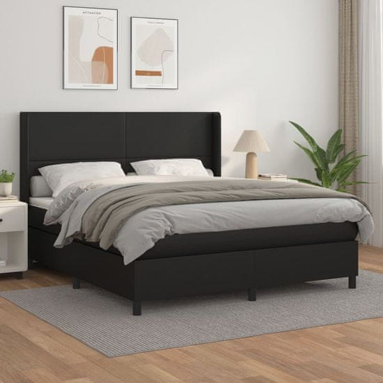 Vidaxl Box spring postel s matrací černá 160x200 cm umělá kůže