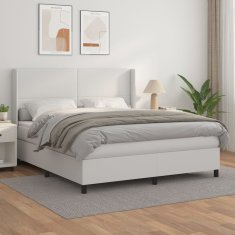 Greatstore Box spring postel s matrací bílá 180x200 cm umělá kůže