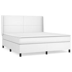 Greatstore Box spring postel s matrací bílá 180x200 cm umělá kůže