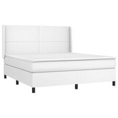 Greatstore Box spring postel s matrací bílá 180x200 cm umělá kůže