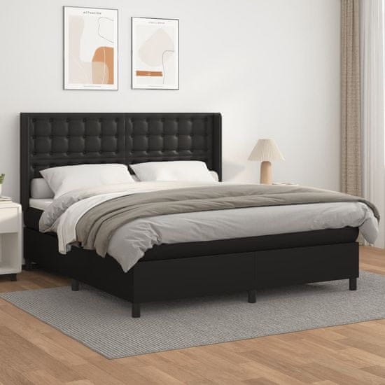 Vidaxl Box spring postel s matrací černá 160x200 cm umělá kůže