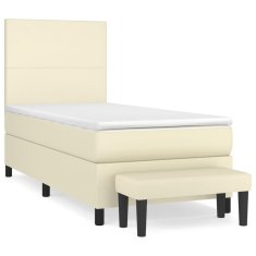 Greatstore Box spring postel s matrací krémová 100x200 cm umělá kůže