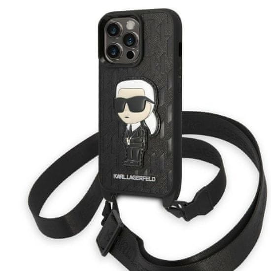 Karl Lagerfeld KLHCP14LSTKMK hard silikonové pouzdro iPhone 14 PRO 6.1" black Monogram Ikonik Patch