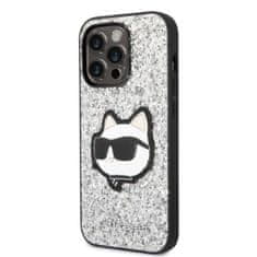 Karl Lagerfeld KLHCP14XG2CPS hard silikonové pouzdro iPhone 14 PRO MAX 6.7" silver Glitter Choupette Patch