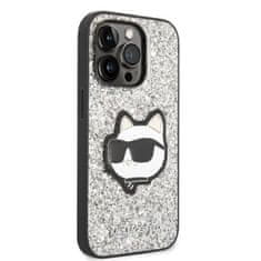 Karl Lagerfeld KLHCP14LG2CPS hard silikonové pouzdro iPhone 14 PRO 6.1" silver Glitter Choupette Patch
