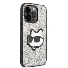 Karl Lagerfeld KLHCP14XG2CPS hard silikonové pouzdro iPhone 14 PRO MAX 6.7" silver Glitter Choupette Patch