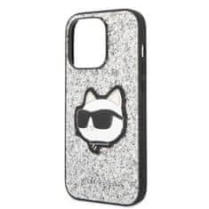 Karl Lagerfeld KLHCP14XG2CPS hard silikonové pouzdro iPhone 14 PRO MAX 6.7" silver Glitter Choupette Patch