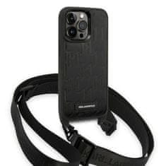 Karl Lagerfeld KLHCP14LSTMMK hard silikonové pouzdro iPhone 14 PRO 6.1" black Monogram Plaque Logo Strap