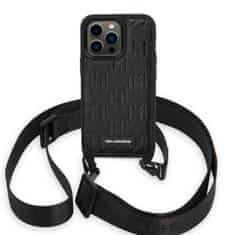 Karl Lagerfeld KLHCP14LSTMMK hard silikonové pouzdro iPhone 14 PRO 6.1" black Monogram Plaque Logo Strap