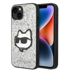 Karl Lagerfeld KLHCP14MG2CPS hard silikonové pouzdro iPhone 14 PLUS 6.7" silver Glitter Choupette Patch