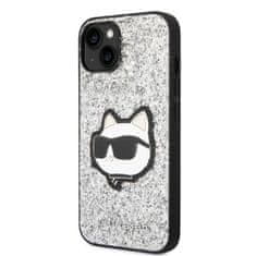 Karl Lagerfeld KLHCP14SG2CPS hard silikonové pouzdro iPhone 14 6.1" silver Glitter Choupette Patch