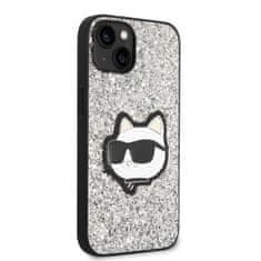 Karl Lagerfeld KLHCP14SG2CPS hard silikonové pouzdro iPhone 14 6.1" silver Glitter Choupette Patch