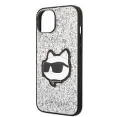 Karl Lagerfeld KLHCP14SG2CPS hard silikonové pouzdro iPhone 14 6.1" silver Glitter Choupette Patch