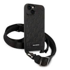 Karl Lagerfeld KLHCP14MSTMK hard silikonové pouzdro iPhone 14 PLUS 6.7" black Monogram Plaque Logo Strap