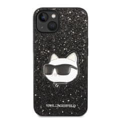 Karl Lagerfeld KLHCP14MG2CPK hard silikonové pouzdro iPhone 14 PLUS 6.7" black Glitter Choupette Patch