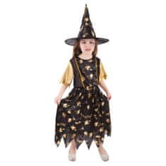 Kostým čarodějnice zlatá vel. M EKO (117-128 cm) - 6-8 let - Halloween
