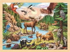 Goki Dřevěné puzzle Divoká příroda Severní Ameriky 96 dílků