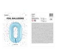 PartyDeco Fóliový balónek Číslo 0 světle modrý 86cm