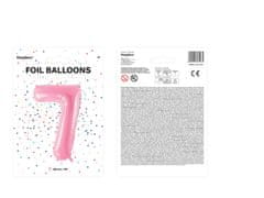 PartyDeco Fóliový balónek Číslo 7 světle růžový 86cm