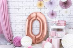 PartyDeco Fóliový balónek Číslo 0 růžově zlatý 86cm