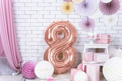PartyDeco Fóliový balónek Číslo 8 růžově zlatý 86cm