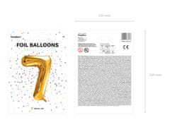 PartyDeco Fóliový balónek Číslo 7 zlatý 86cm