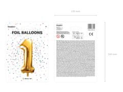 PartyDeco Fóliový balónek Číslo 1 zlatý 86cm
