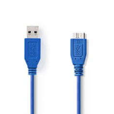 Nedis propojovací kabel zástrčka USB 3.0 A - zástrčka USB 3.0 micro B, 5 m, modrá (CCGP61500BU50)