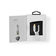 Nedis Fabritallic CCTB65950AL008 adaptér zástrčka USB-C - zásuvka Jack 3.5 mm, 8 cm, stříbrná