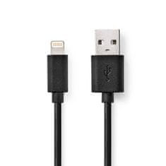 Nedis synchronizační a nabíjecí kabel zástrčka Apple Lightning 8-pin - zástrčka USB-A, 2 m, černá (CCGB39300BK20)