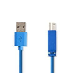 Nedis propojovací kabel USB 3.0 zástrčka USB A - zástrčka USB B, 3 m, modrá (CCGP61100BU30)