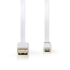 Nedis CCBW60500WT10 plochý propojovací kabel USB 2.0 zástrčka USB A - zástrčka USB micro B, 1 m, bílá