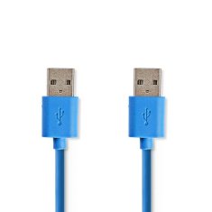 Nedis propojovací kabel USB 3.0 zástrčka USB A - zástrčka USB A, 2 m, modrá (CCGP61000BU20)