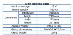 Volt Baterie olověná AGM 12V / 100Ah VRLA VOLT gelový akumulátor