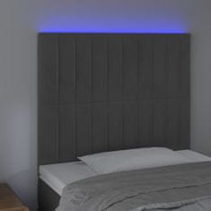 Greatstore Čelo postele s LED tmavě šedé 80x5x118/128 cm samet