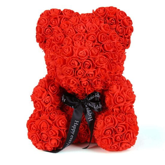 onHand.cz Medvídek z růží - rudý Rose Bear z růží 40 cm