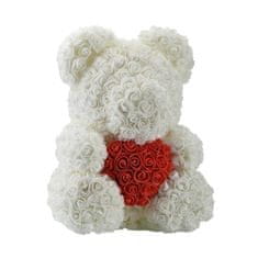 onHand.cz Rose Bear - bílý medvídek z růží se srdíčkem 25 cm