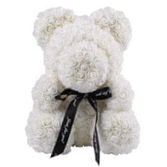 onHand.cz Rose Bear - bílý medvídek z růží 25 cm v dárkovém balení