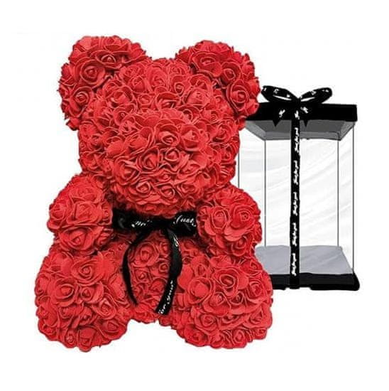 onHand.cz Medvídek z růží - rudý Rosebear z růží 25 cm v dárkovém balení