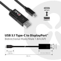 Club 3D Kabel USB Typ C na DisplayPort 1.4 8K 60Hz (M/M), 1,8m