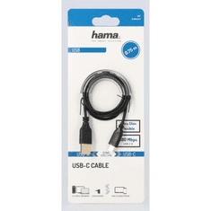 Hama USB-C 2.0 kabel typ A-C 0,75 m, Flexi-Slim, černý