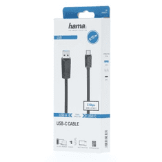 Hama USB-C 3.2 Gen1 kabel typ A-C 0,75 m, černý