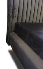 POSTELEXPRES SHELBY čalouněná postel 140x200, tmavě šedá, dřevěné nožky