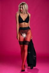 AMOUR Diva Red-Black 30DEN / punčochové kalhoty s otevřeným rozkrokem - L/XL