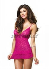 Leg Avenue Lace chemise with ruffle / fuchsia / krajková košilka